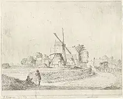 Molen en huizen langs een landweg Simon Klapmuts (1774)