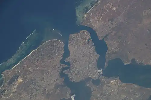 Foto van Mombassa genomen in de ruimte