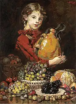Monarosa, dochter van de schilder, als fruitverkoopster (1914)