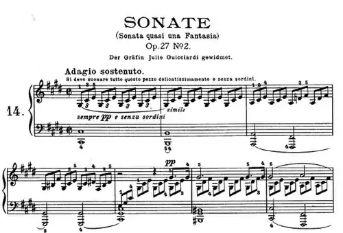 Opening van de Mondscheinsonate van Beethoven