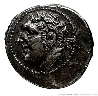 Oude Drachme met Jugurtha afgebeeld