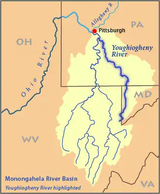 Stroomgebied van de Monongahela, met de Youghiogheny