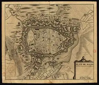 Vroegmoderne plattegrond van Bergen.