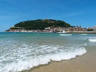 Urgull gezien vanaf het Playa de La Concha