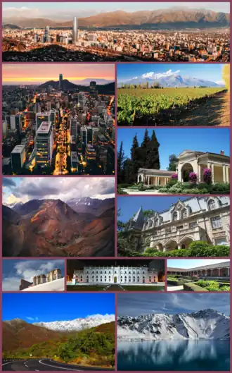 Een collage van de regio Metropolitana de Santiago