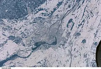 satellietbeeld van de archipel in de winter (NASA)
