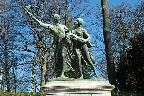 Het Belgische Genie gidst Congo (Monument Generaal Thys, Jubelpark, Brussel).