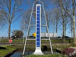 Monument dat het laagste punt van Nederland accentueert. (Nieuwerkerk aan den IJssel, gemeente Zuidplaspolder)