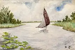 Rietlanden met zeilboot (1929)