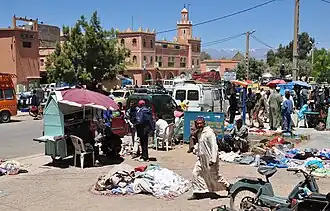 Centrum van Skoura op marktdag