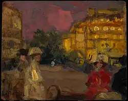 Street Scene Pink Sky Paris