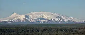 Mount Wrangell gezien vanuit het westen in 2024