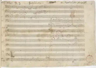 Eerste pagina van het pianoconcert nr. 23 in het handschrift van Mozart - collectie Bibliothèque nationale de France
