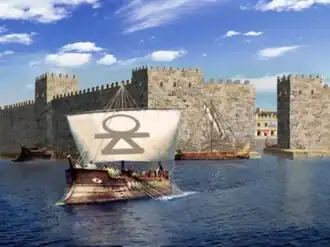 Reconstructie van de toegang tot de kothon van Motya.