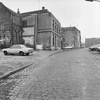 De straat in maart 1980