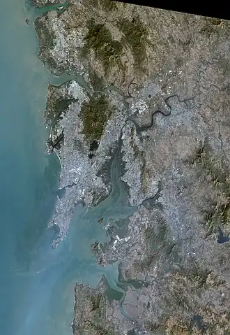 Satellietbeeld van Groot-Mumbai