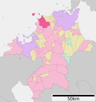 Situering van Munakata in de prefectuur Fukuoka