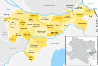 Kaart van Bruck an der Leitha