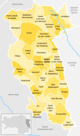 Kaart van Hartberg-Fürstenfeld