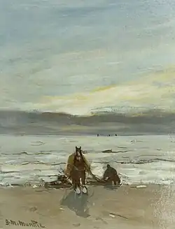 Schelpenvisser in de branding