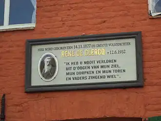 Herinneringsplaat aan het geboortehuis van De Clercq