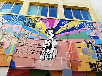 Muurschildering Hidden hero May Henriquez door Avantia Damberg