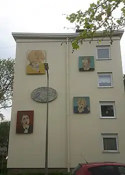 Muurschildering aan de Maaslaan in Arnhem (1988)