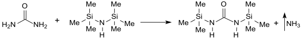 Synthese van N,N′-bis(trimethylsilyl)ureum op basis v an ureum en hexamethylsilazaan