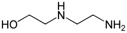 Structuurformule van 2-(2-amino-ethylamino-)ethanol