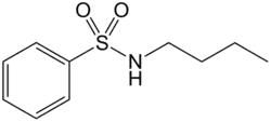 Structuurformule van N-butylbenzeensulfonamide