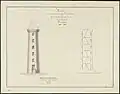 Tekening van een Model van een op te rigten vuurtoren op de Zuidoostpunt van Bonaire 19e eeuw 1 blad Schaal 1:100.