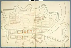 Kaart van de Nieuwe Uitleg aan de noord- en noordoostzijde van Haarlem uit 1677