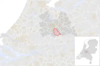 Locatie van de gemeente Houten (gemeentegrenzen CBS 2016)