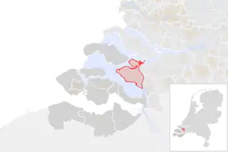 Locatie van de gemeente Tholen (gemeentegrenzen CBS 2016)