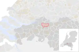 Locatie van de gemeente Waalwijk (gemeentegrenzen CBS 2016)