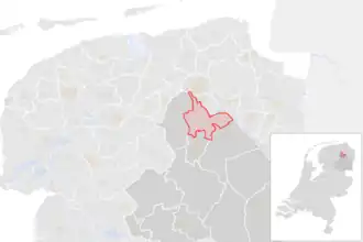 Locatie van de gemeente Tynaarlo (gemeentegrenzen CBS 2016)