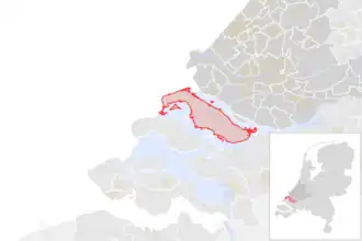 Locatie van de gemeente Goeree-Overflakkee (gemeentegrenzen CBS 2016)