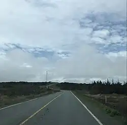 Westwaarts zicht op Route 100, net buiten Branch