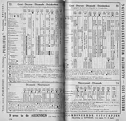 Zomerdienstregeling 1933 met aansluiting vanuit het Belgische spoornet