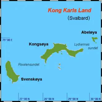 Detailkaart eilanden van Koning Karelland