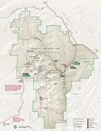 Kaart van Pinnacles National Park