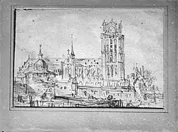 Jan van Goyen, De Gaanderij met rondeel Engelenburg en erachter de Grote Kerk, Museum Boijmans Van Beuningen, Rotterdam