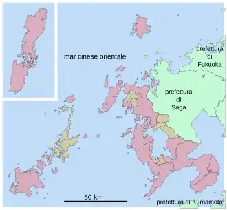 Kaart van de prefectuur Nagasaki