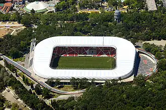 Een luchtfoto van het stadion