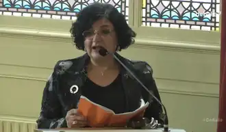 Nahed Selim spreekt in 2018 in De Balie.