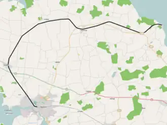 Spoorlijn Nakskov - Kragenæs op de kaart