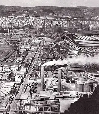 De sites van Cementir en Italsider in de jaren zestig of zeventig