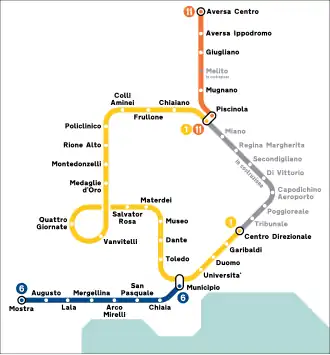 Metrokaart van Napels (klik om te vergroten)