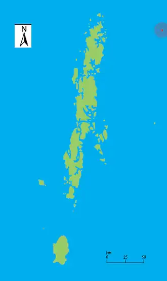 kaart van Andamanen met de locatie van Narcondam