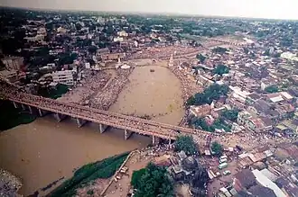 Luchtfoto tijdens de Kumbh Mela in 1989